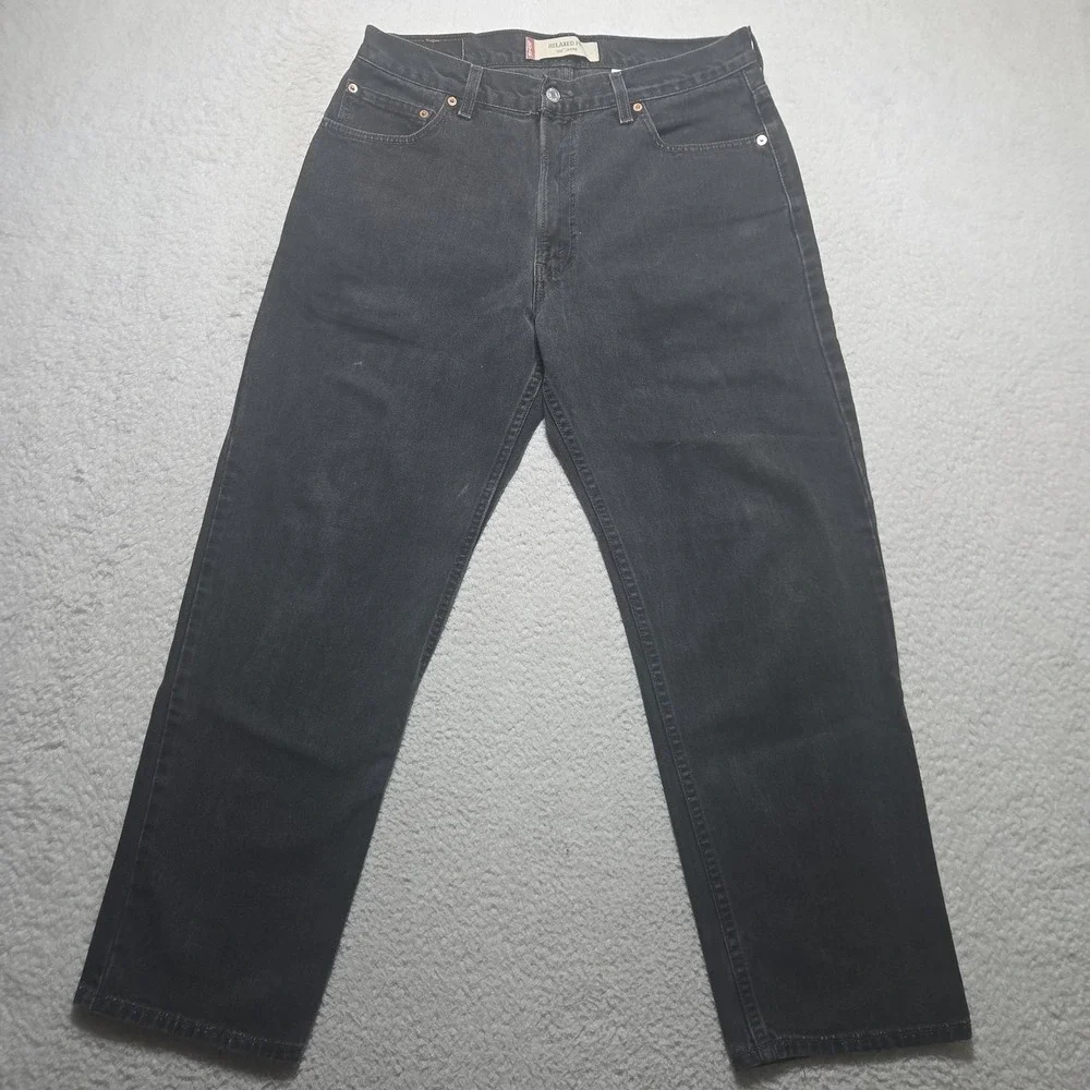 Levi's 550 Relaxed Fit Jeans Mens 34x28‎ Black Wide Made in USA Vintage Faded